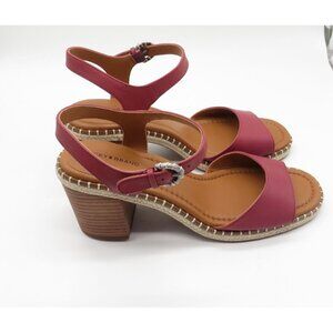 Lucky Brand Women's Rose Red Ankle Strap Block Heel Sandals Size 12 NEW